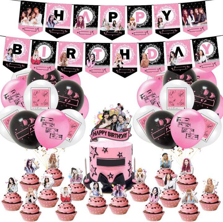 Blackpink Birthday Party Supplies Set Happy Birthday Banner Balloon