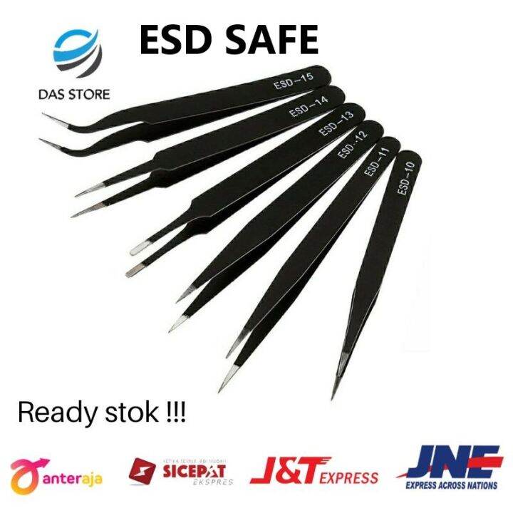 Pinset Esd Berbagai Jenis Stainless Steel Tweezers Statis Safe Lancip