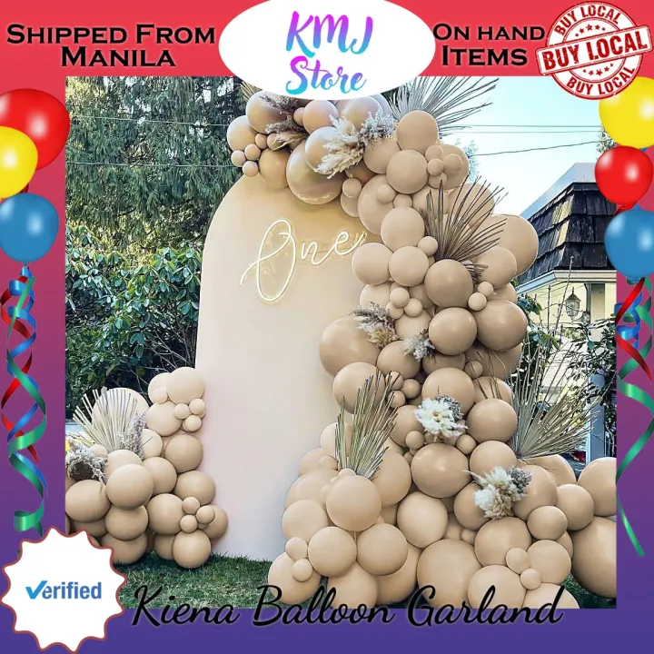 Kiena Balloon Double Stuffed Apricot Balloon Garland Tan Nude Brown