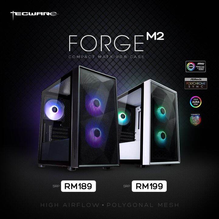 Tecware Forge M2 TG ARGB MATX Gaming Case Black White Lazada