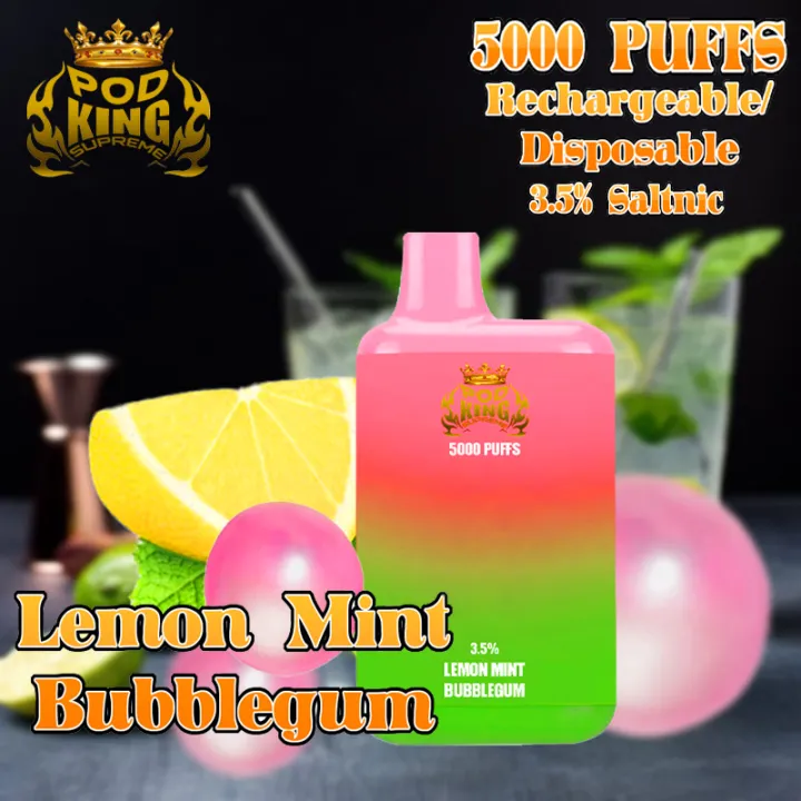 POD KING SUPREME Rechargeable Disposable PUFF PLUS 5000 Puffs LEMON