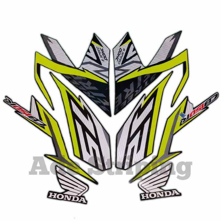 STIKER STRIPING LIS BODY MOTOR HONDA CB150R 2016 FULL HITAM KUNING