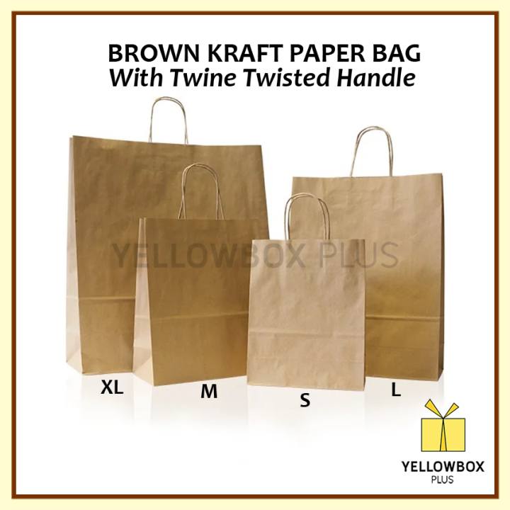 Brown Kraft Paper Bag With Twine Twisted Handle Gsm Small