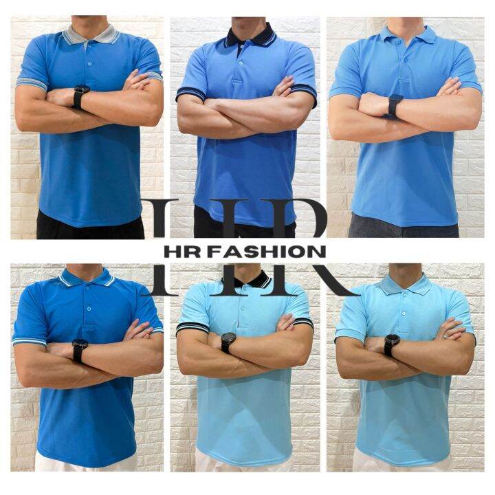 HRFASHION Polo Shirt BIRU PoloShirt Kaos Kerah Polos Kombinasi