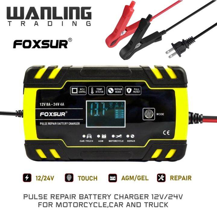 Foxsur V V Lcd Efb Agm Gel Pulse Repair Battery Charger For