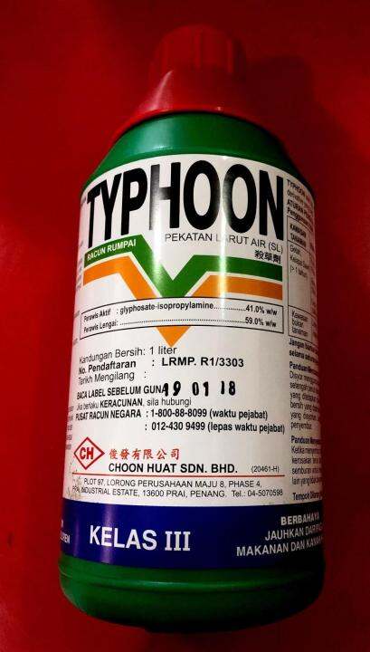 Racun Rumput Rumpai Typhoon Glyphosate Herbicide Liter Lazada