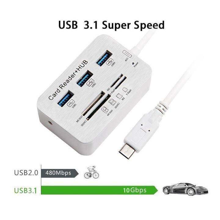 Type C Hub Combo Ports Card Reader High Speed Multi Usb Splitter