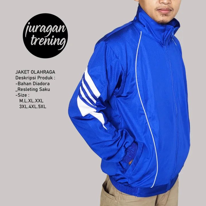 Jaket Olahraga Jaket Training Trening Olahraga Model Strip Tiga Lari