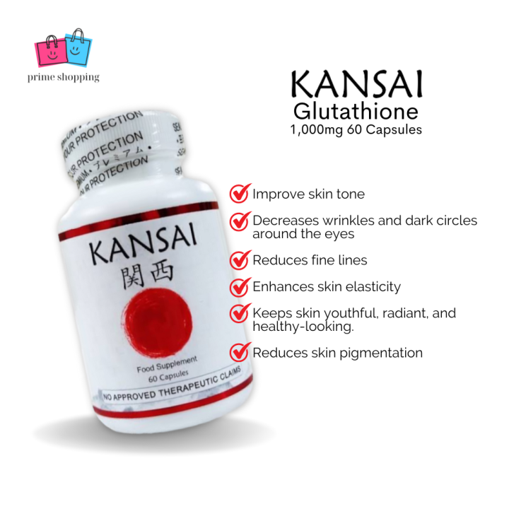 Kansai Glutathione 1000mg 60 Capsules Skin Brightening And Anti Aging