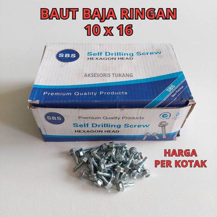 1000 PCS Baut Rangka Baja Ringan 10x16 Per Kotak Skrup Roofing SDS 10