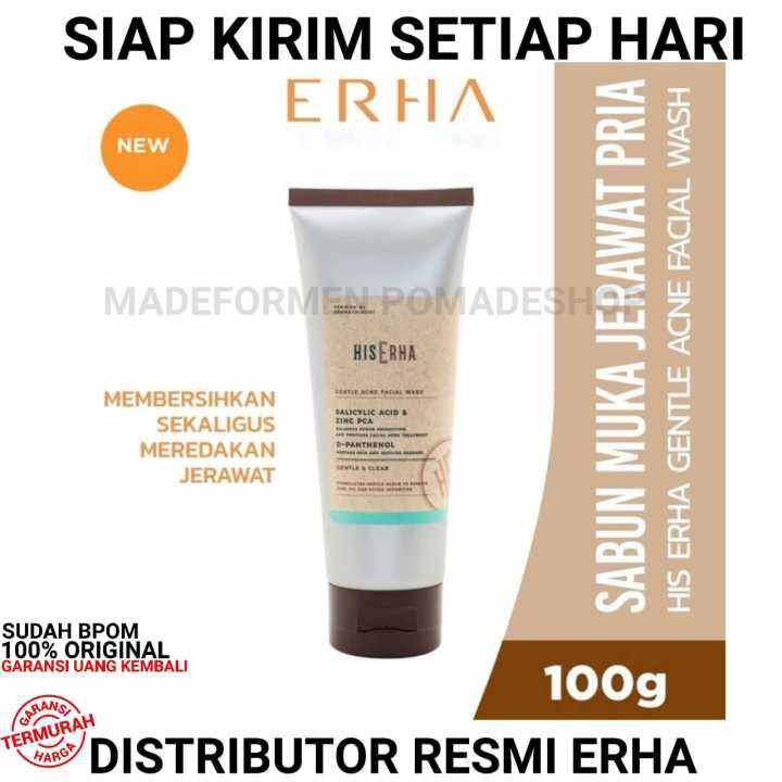 HIS ERHA HISERHA GENTLE ACNE FACIAL WASH SABUN JERAWAT PRIA ERHA