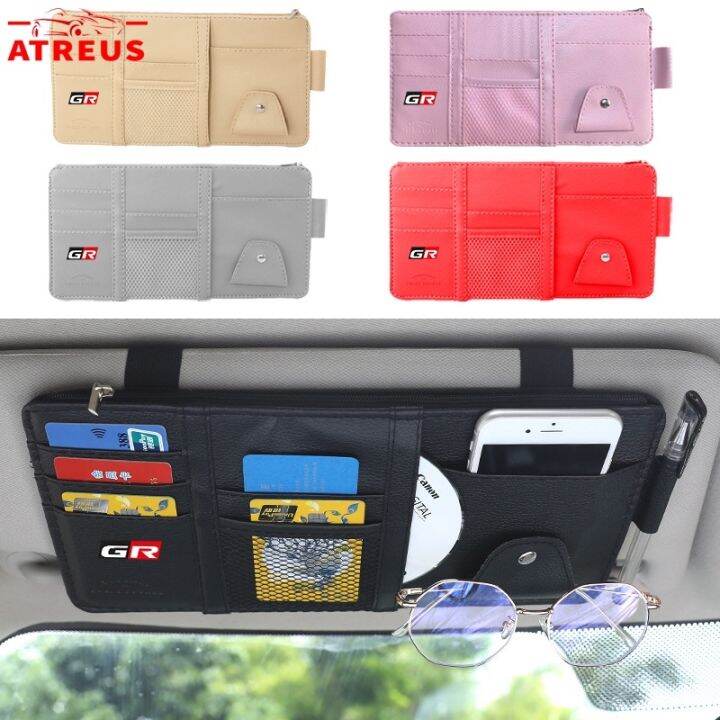 Toyota Gr Leather Car Sun Visor Organizer With Zipper Sun Visor Multi