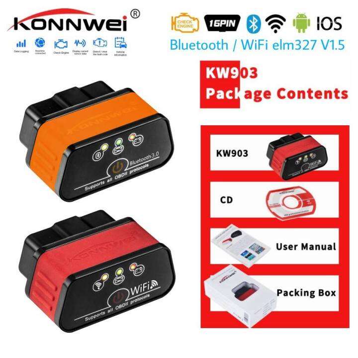 Konnwei Konnwei Obd Kw Elm V Obdii Car Diagnostic Scanner