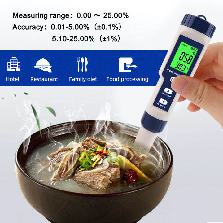 Yieryi 5 In 1 PH Meter Tds Tester Water Quality Meter Salinity Tester