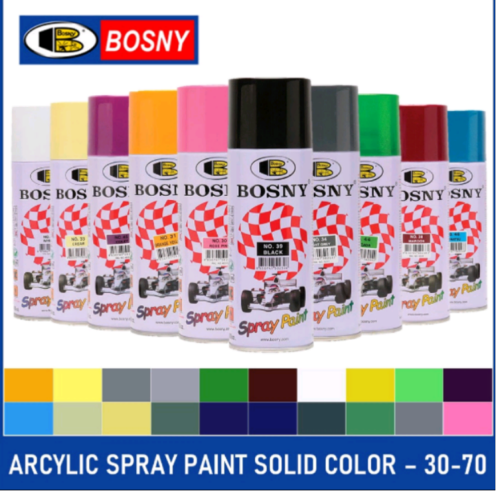 BOSNY ACRYLIC SPRAY PAINT ORDINARY COLORS PINTURANG DE BUGA ORIGINAL