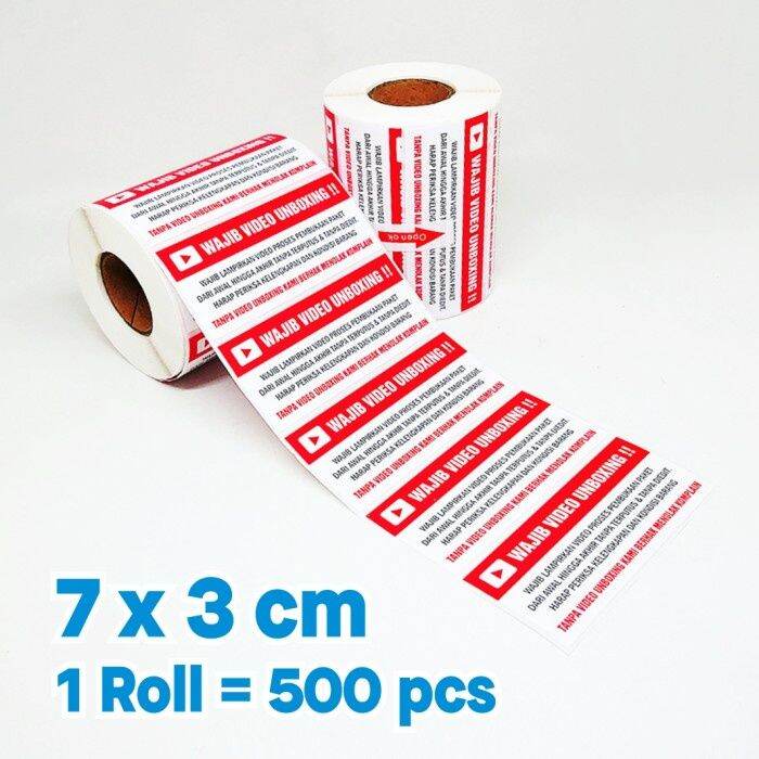 Sticker Label Wajib Video Unboxing 7 X 3 Cm 1 Roll Isi 500 Pcs