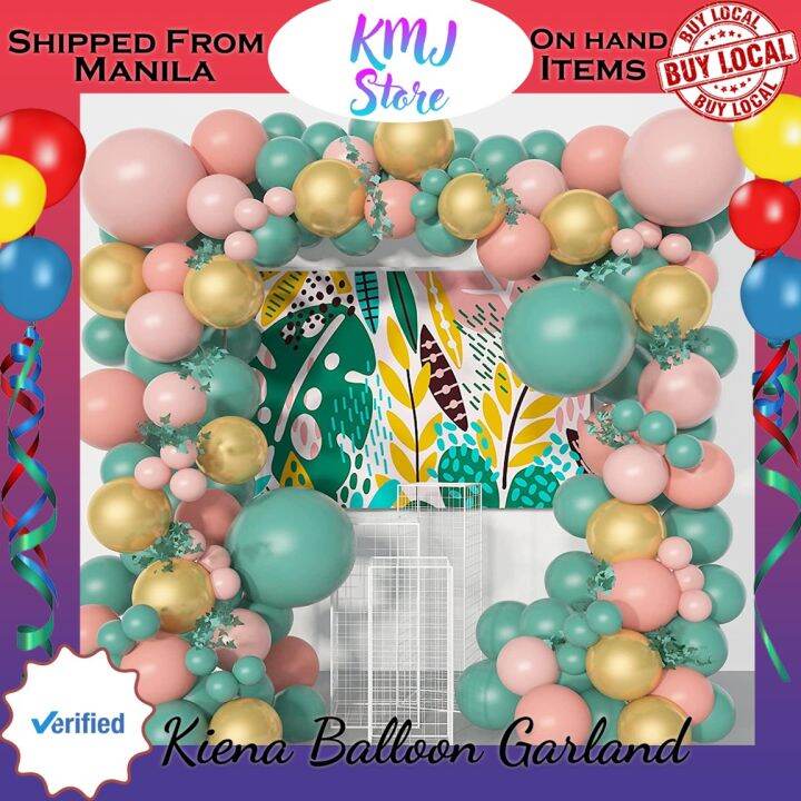 Kiena Balloon Sage Green Pink Balloon Garland Kit Pcs Baby Shower