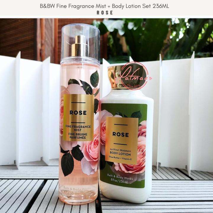 Bath Body Works Rose Fragrance Mist And Body Lotion 236mL Bundle Set