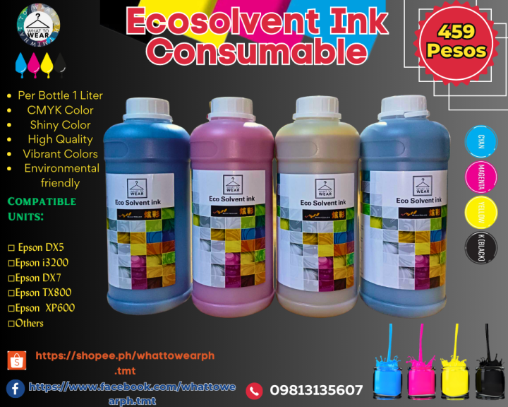 ECO SOLVENT INK For Tarpaulin Use 1 Liter CMYK Color High Quality