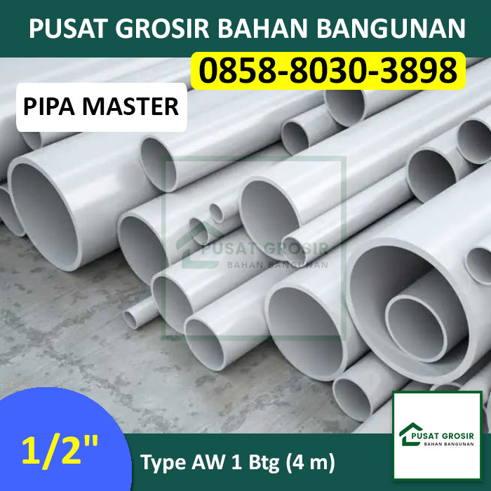 Pipa Pvc Aw Merek Master Pipa Paralon Inch Aw Per Btg M