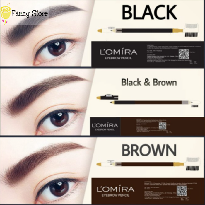 LOMIRA Black Eyebrow Pencil Pensil Alis Dengan Sikat Alis Serutan