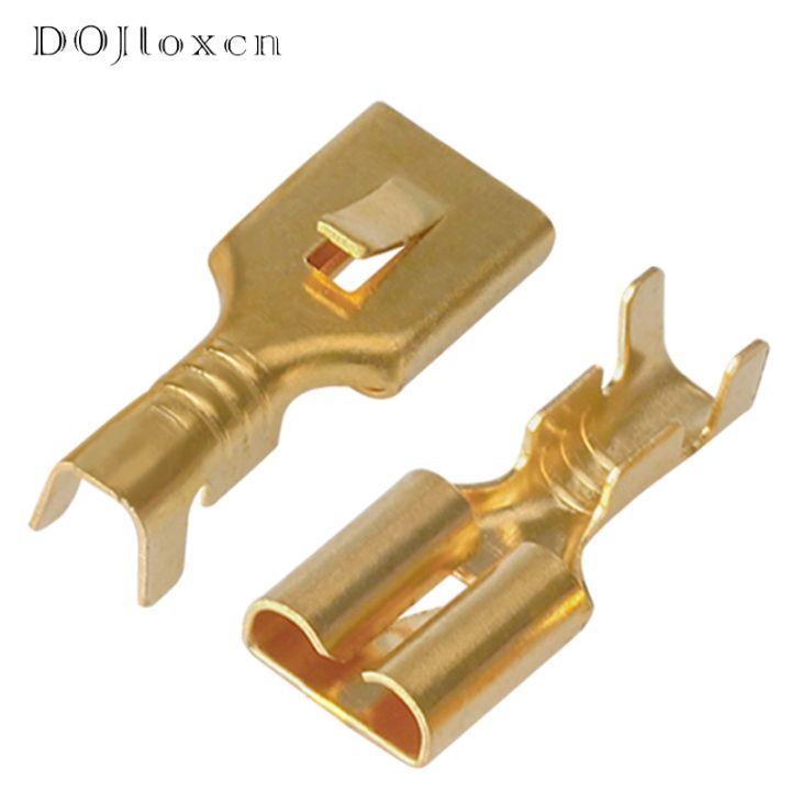 50 100 200 500 Pcs Brass Gilded 6 3MM Female Spade Crimp Terminal Brass