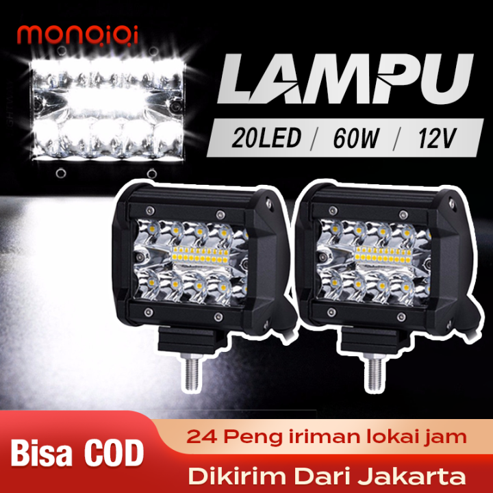 Monqiqi Lampu Sorot Tembak LED Bar CWL 20 Titik Mata 60 Watt Mobil