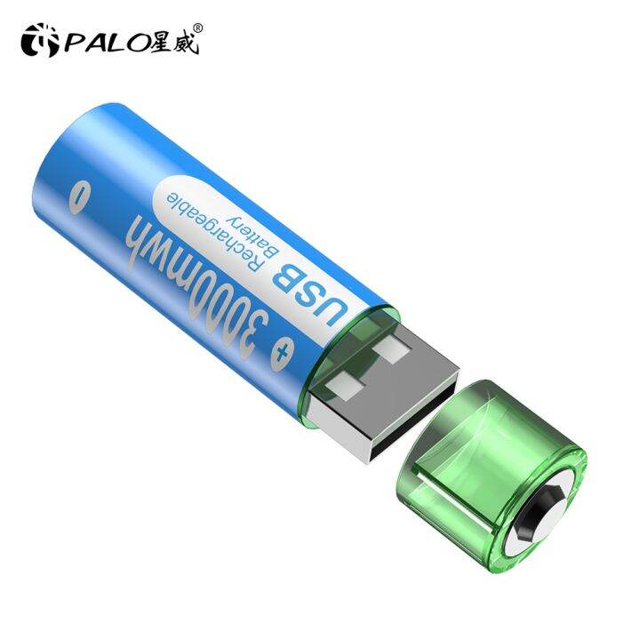 PALO New High Capacity 1 5V AA 3000 MWh Rechargeable Li Ion Battery USB