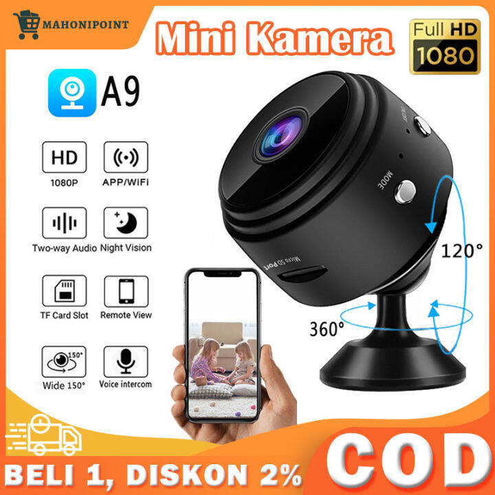 CCTV Mini WiFi IP Camera HD 1080P A9 Mic Vokal Suara Jernih Kamera