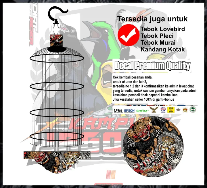 Stiker Decal Tebok Sangkar Lovebird Barong 2 Cod 889 Lazada Indonesia