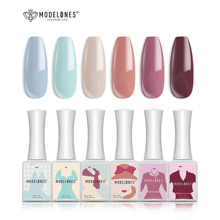 Modelones 10ml Nail Gel Polish Set Nail Varnish Collection Nude Pink