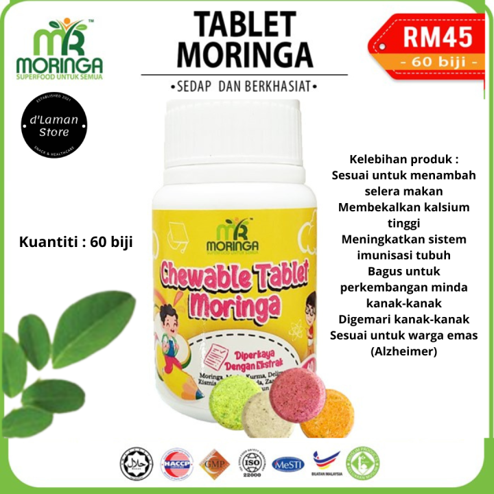 Mr Moringa Tablet Chewable Moringa Membekalkan Kalsium Dan Menguatkan