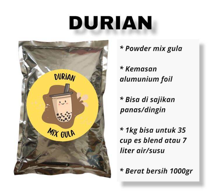 BUBUK MINUMAN BOBA SERBUK MINUMAN POWDER DRINK RASA DURIAN DUREN