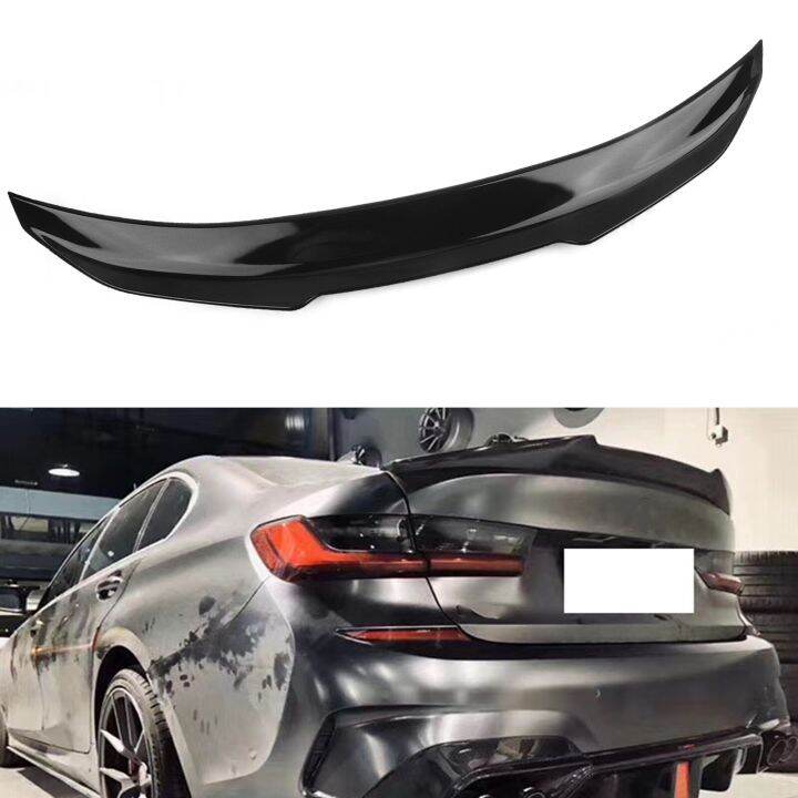 Carbon Fiber Look Gloss Black Rear Spoiler Wing Trunk Splitter Lip