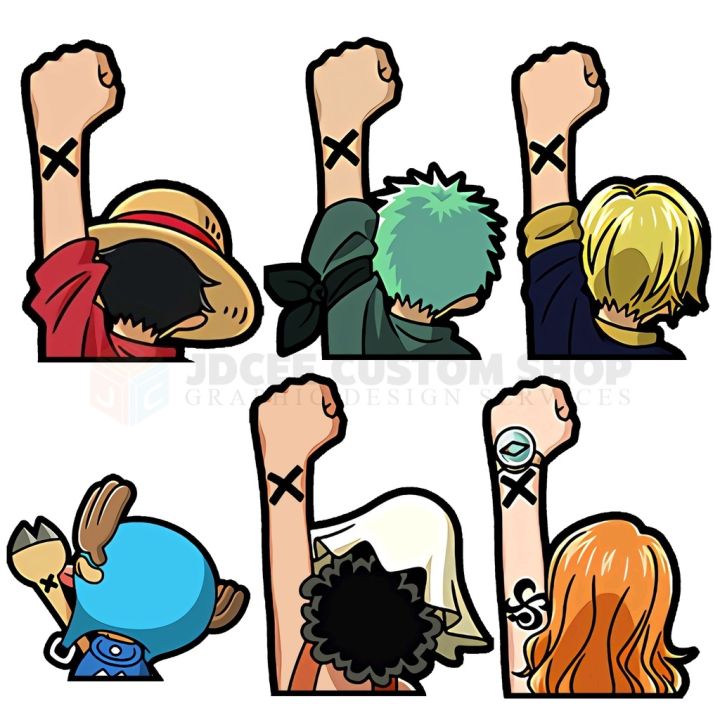 SET AQUAFLASK PEEKER STICKERS One Piece Luffy Sanji Zoro Nami Usopp