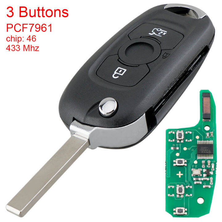 Buttons Mhz Flip Folding Remote Key Fob With Id Pcf Chip Fit