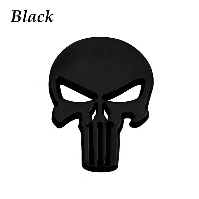 Skull Punisher Car Metal Styling Emblem Decal Badge Sticker Black