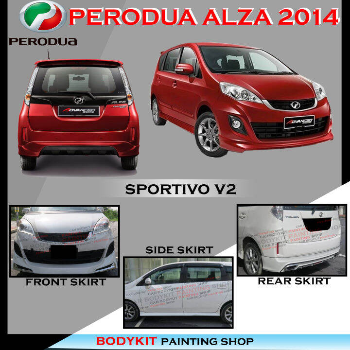 Perodua Alza Sportivo V Style Fullset Skirting Front Skirt