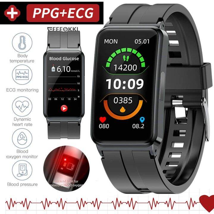 Blood Glucose Sugar Smart Watch Ecg Ppg Hrv Hr Blood Health Band Female