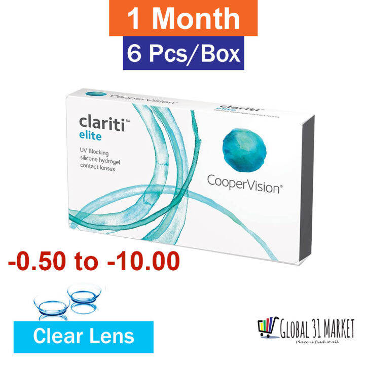 Clariti Elite Monthly Clear Contact Lens Pieces Ready Stock Silicone