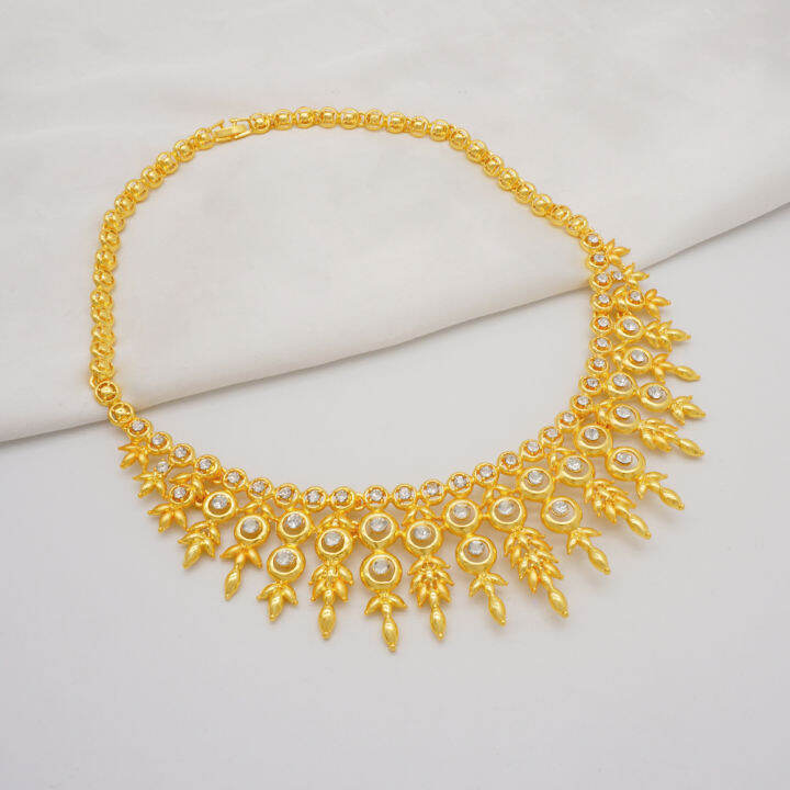 Luxury Indian African Gold Color Necklace Earrings Set Dubai Jewelry