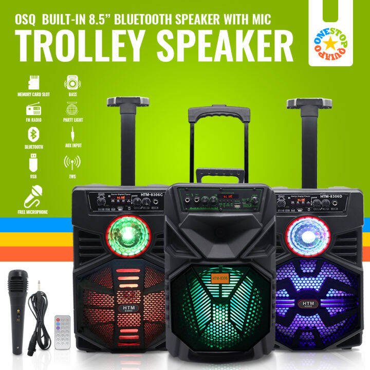 Osq Htm Inches Powerful Bass Trolley Karaoke Bluetooth Speaker