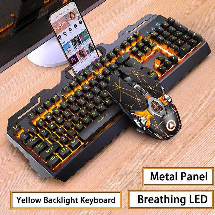 Wired PC Keyboard And Mouse Combos Backlit RGB LED USB 104 Mechanical