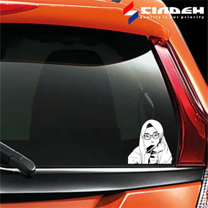 CUTTING STICKER MOBIL SILUET WANITA BERHIJAB 15CM STIKER KACA MOBIL