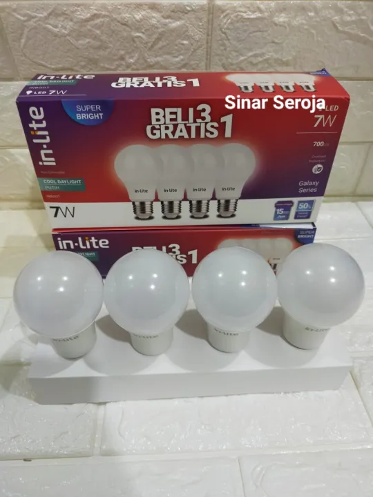 Lampu INLITE IN LITE LED Bulb Bohlam Murah 7W Paket Beli 3 Gratis 1