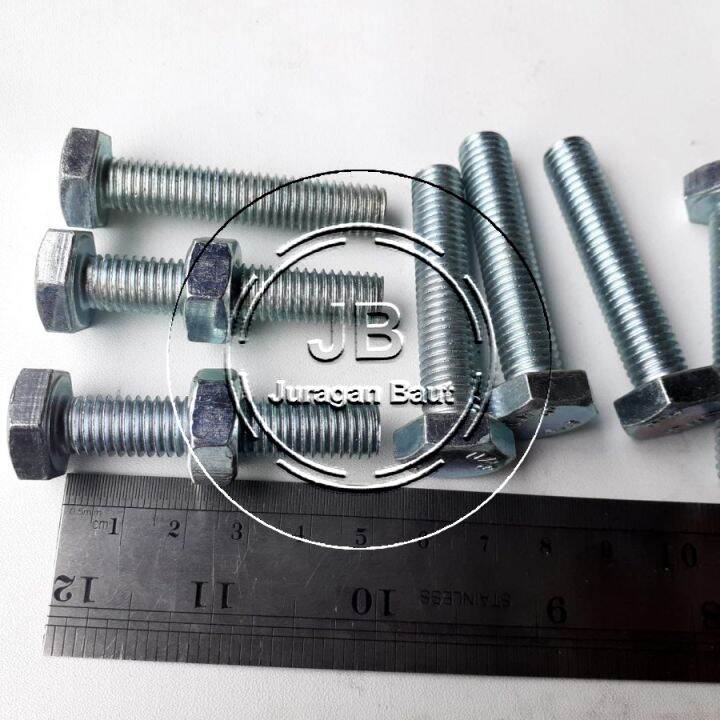 10 PCS BAUT MUR M10 X 50 PANJANG 5CM 5 CM KUNCI 17 50MM MM PUTIH BAUD