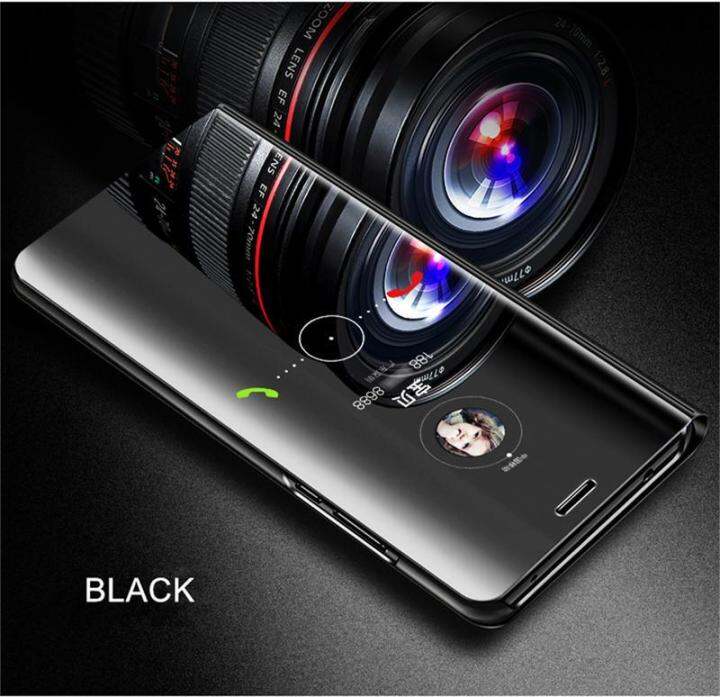 For Xiaomi Poco F Cover Luxury Plating Smart Flip Cases Clear View