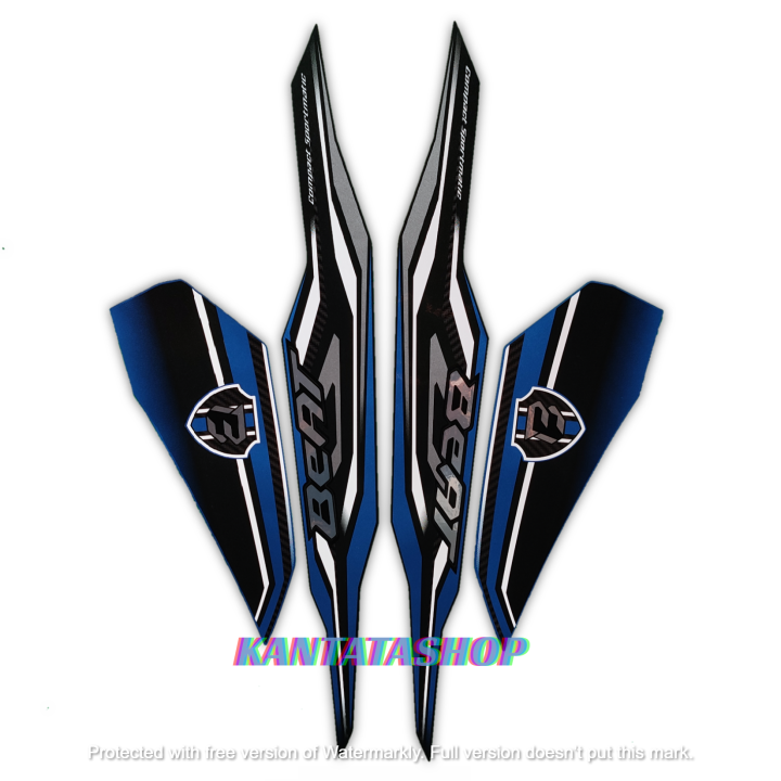 Stiker Striping Lis Les Body Motor Honda Beat Fi Iss Hitam Biru