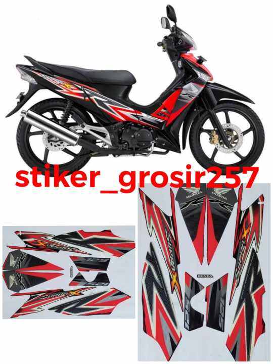 Stiker Striping Lis Body Supra X Hitam Merah Striping