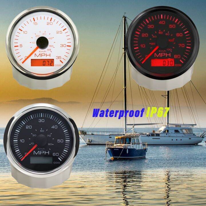 RHAXEL Universal Boat MPH GPS Speedometer Speedo 85mm 80MPH 12V 24V